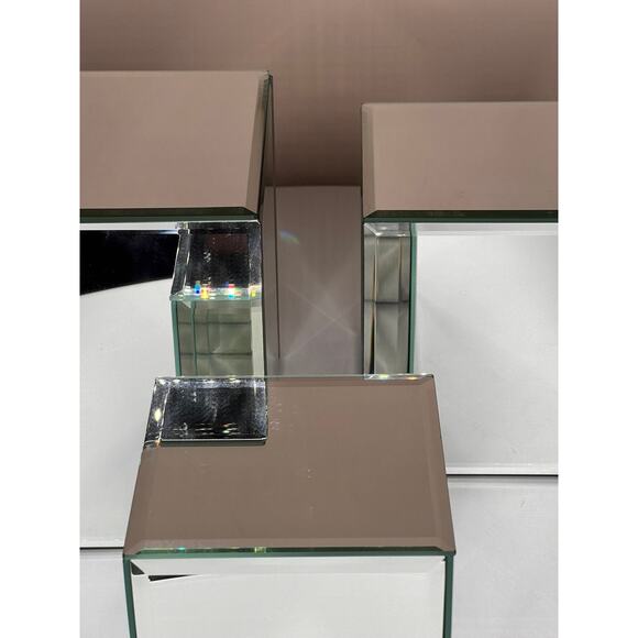 VTG SET of 3 Mirror Cube Box Stands 4", 5", & 6" makeup , candle holder, display - Picture 8 of 11